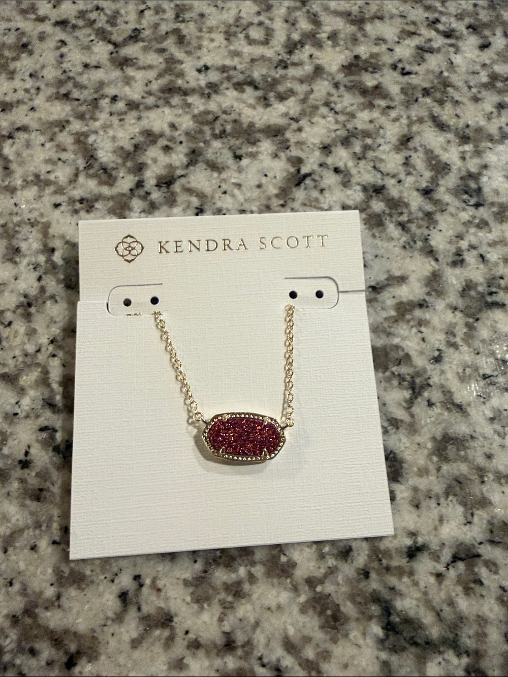 Kendra Scott Gold Chain Necklace with Ruby Red Druzy Pendant